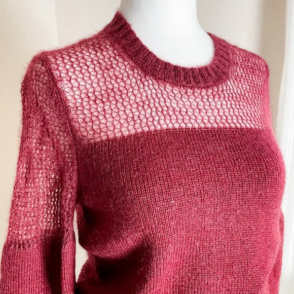 All Saints Air Jumper Sweater Merlot Mesh Back XS - Picture 2 of 7